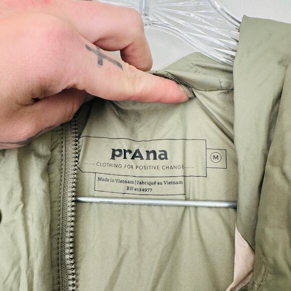 PrAna Hellebore Sage Puffer Coat Zip And Button Up Women’s Size M - Picture 4 of 11